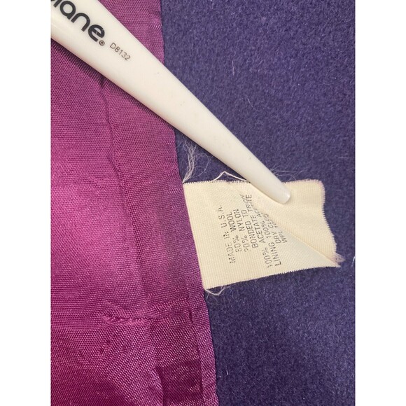 Vintage 80s Coat 1980s Purple Art Deco Revival Retro Wool Blend Size Medium M/L - Picture 8 of 11